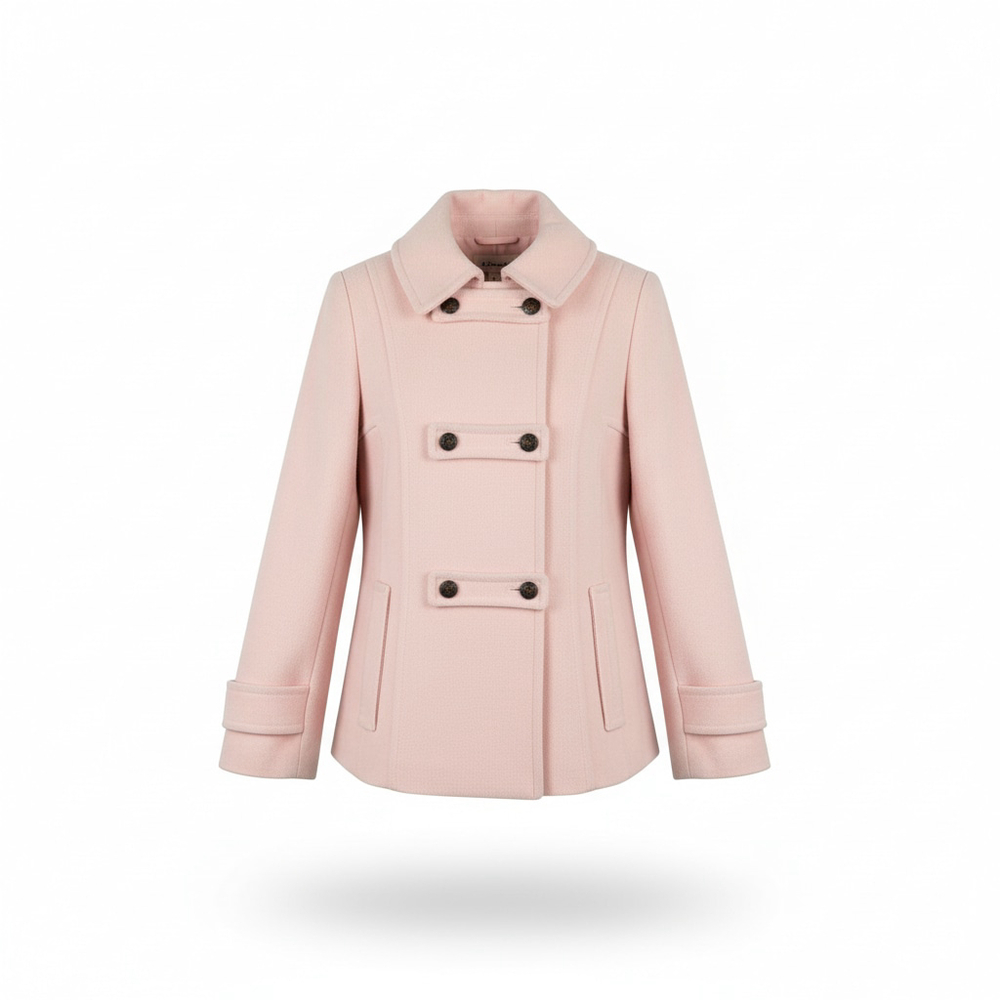 Women's St. John's Bay Pink Pea Coat Sm Wool Cashmere Blend Old Money‎ Soft Girl - Picture 2 of 14